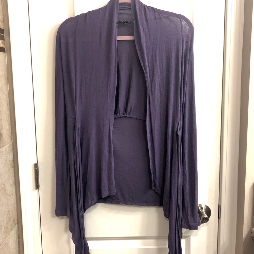 Iris Basic Purple Draped Long-Sleeve Cardigan
